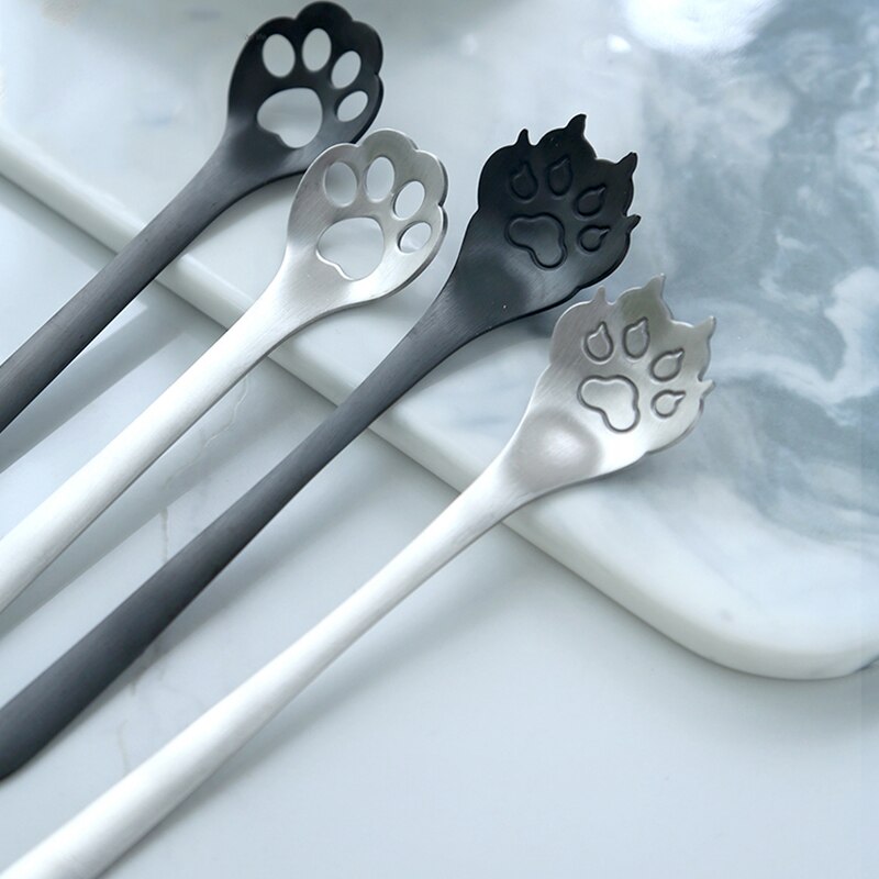 Cuillère à café chat mignon en acier inoxydable 304, cuillère à café chat à Long manche, couverts, , accessoires pour le café, 1 pièce