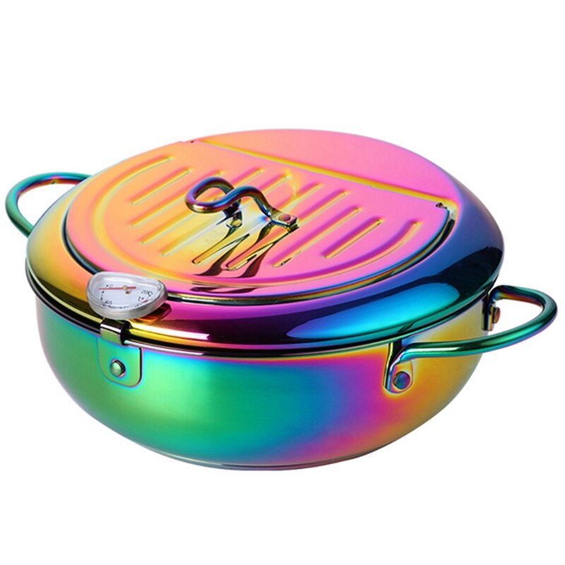 Stainless Steel Frying Pot With A Thermometer Kitchen Utensils Tempura Fryer Pan Convenient Skillet: Other