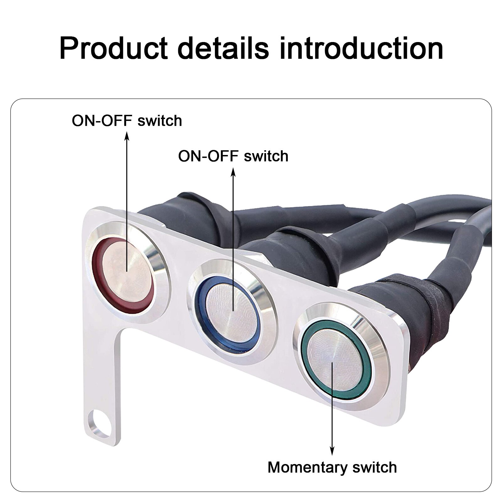 Stainless Steel LED Motorcycle Switch Handlebar Mount Waterproof Switches Button DC 12V Headlight Motorcycle Accessories