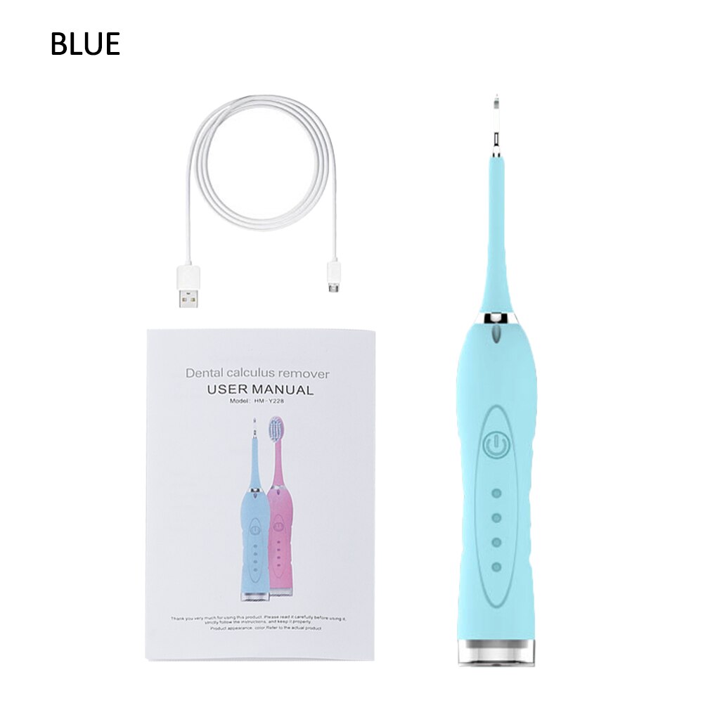 Electric Ultrasonic Sonic Dental Scaler Tooth Calculus Remover Cleaner Tooth Stains Tartar Tool Whiten Oral Cleaner Tooth Sonic: Blue