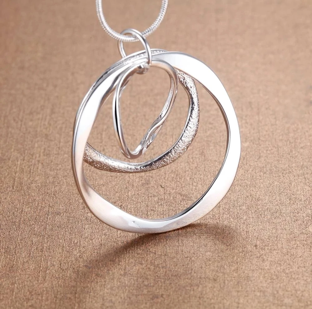 Dijes Nobel Plata de Ley 925 Bohemia tres círculos colgante collar para mujer boda joyería de navidad