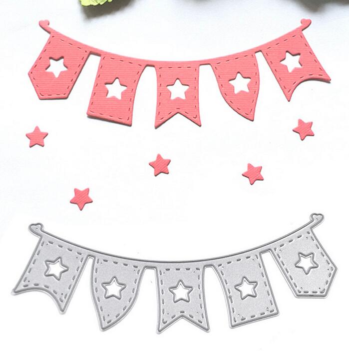 Metal Carbon Steel Christmas Tree Leaves Embossing Cutting Dies Stencils Templates Mould for DIY Xmas Card Scrapbooking Album: Flag Banner