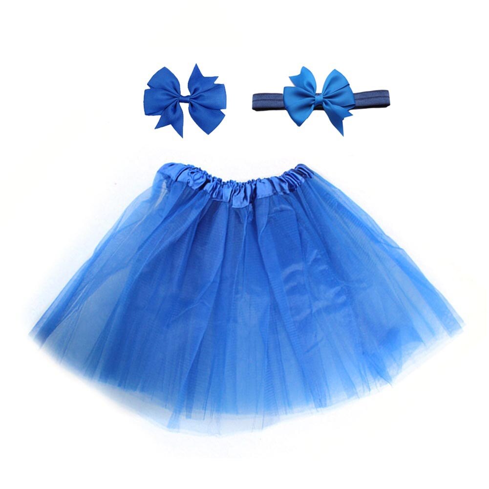 3 Stks/set Snoep Kleur Zachte Baby Meisje Tule Rok Hoofdband Haarspeld Photo Prop Prinses Kerst Dag Leuke Comfortabele Rokken: Navy Blue