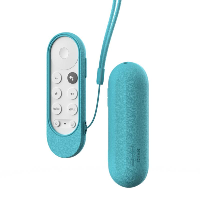 til chromecast stemme fjernkontroll med sløyfe silikon etui til chromecast til -google tv stemme fjernkontroll støtsikker beskyttelsesdeksel: Turkis blå