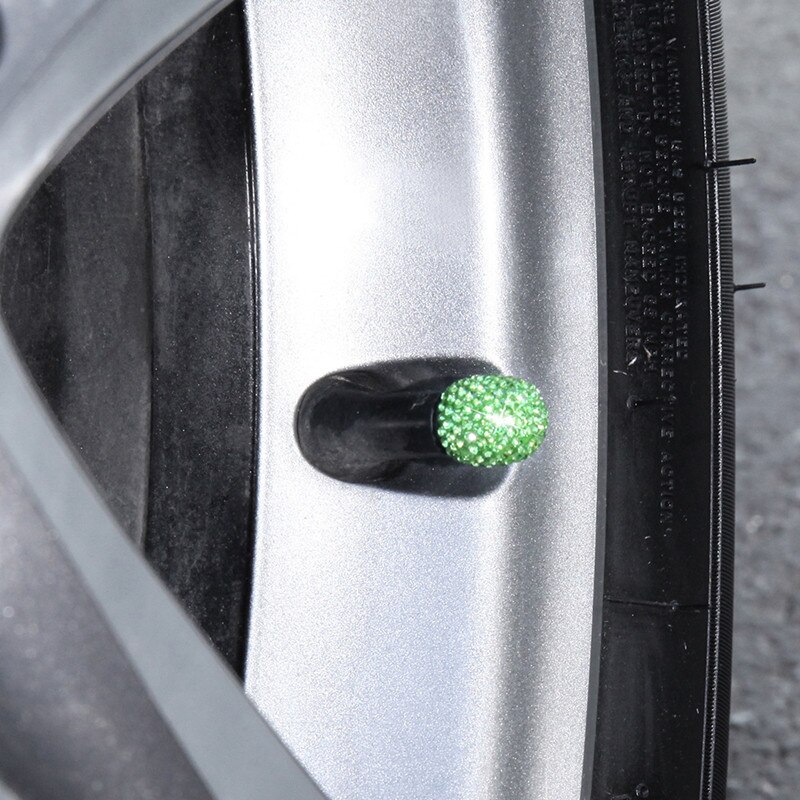 4 Pcs/Set Rhinestone Car Wheel Tire Valve Caps Tyre Rim Stem Covers Airdust Waterproof For Automobiles Motorcycles Trucks Bikes