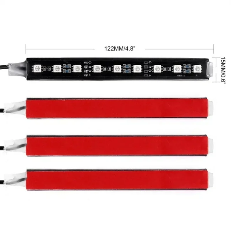 Auto LED Strip Licht RGB Kleur Veranderende Sfeerverlichting Kit 12V Afstandsbediening voor Auto-interieur Decoratie