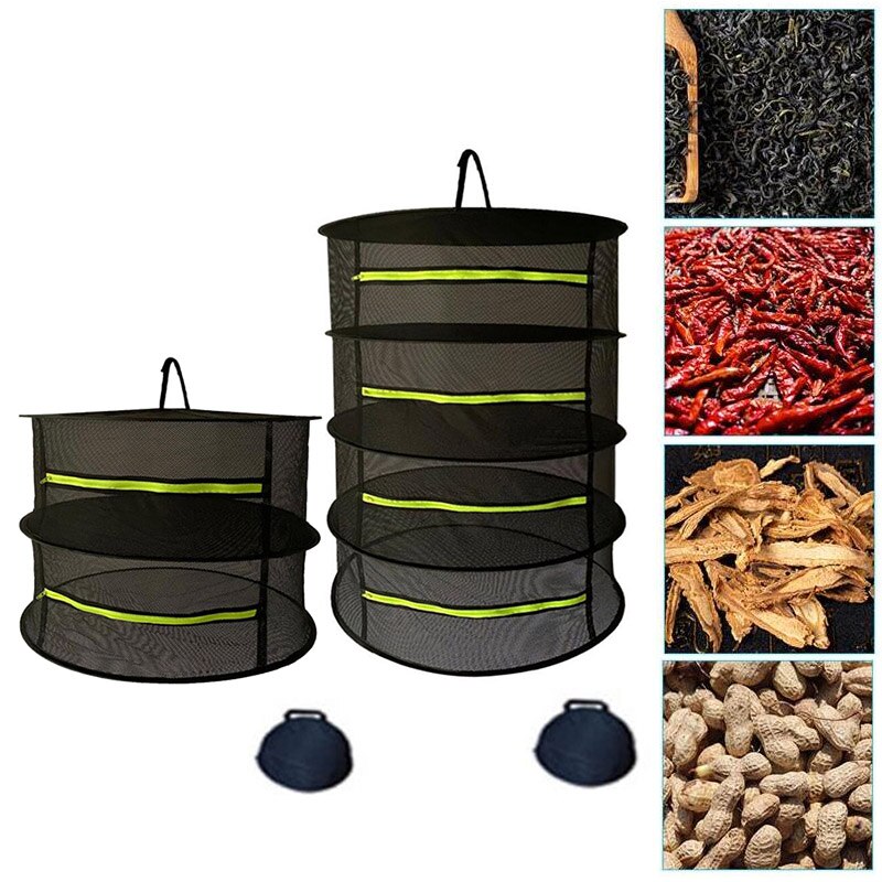 Malla de secado de hierbas para colgar bolsas de secador de pesca plegable, rejilla de redes para plantas, cremallera para hierbas, granos, seco, 2/4/6 capas