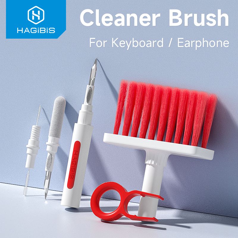 Hagibis-cepillo de limpieza de teclado, herramientas de limpieza de auriculares de ordenador, limpiador de teclado, kit extractor de teclas para PC Airpods Pro 1 2