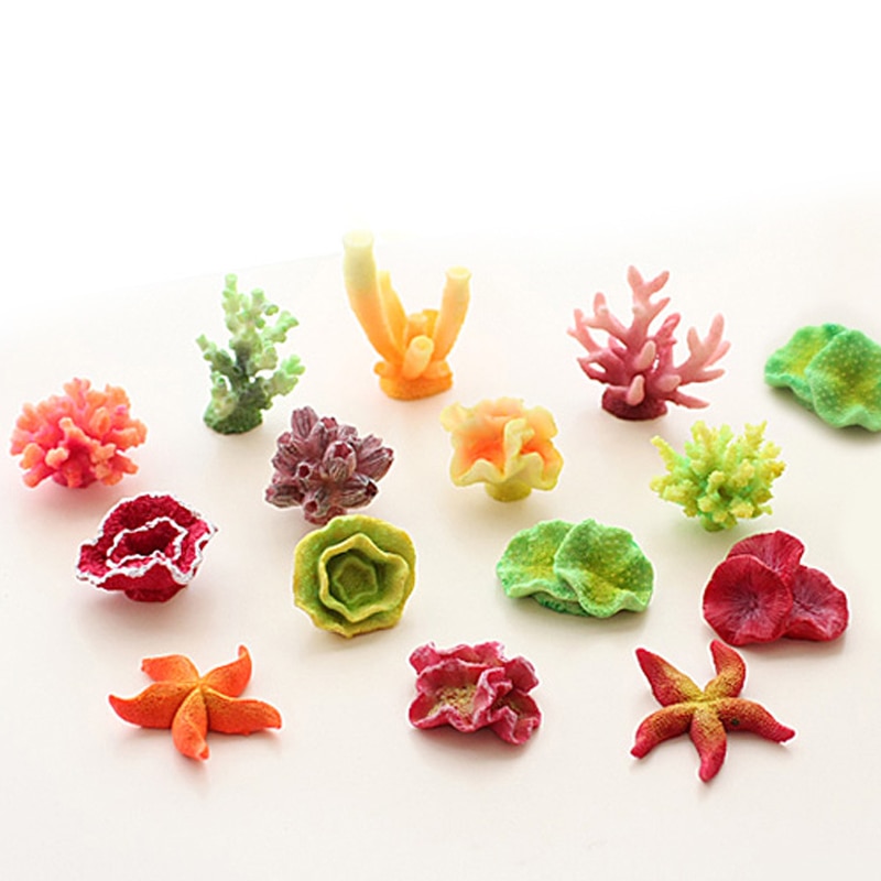Farverig kunstig akvarium akvarium dekoration mikro miniature landskab simulering koral blomster mini ornament