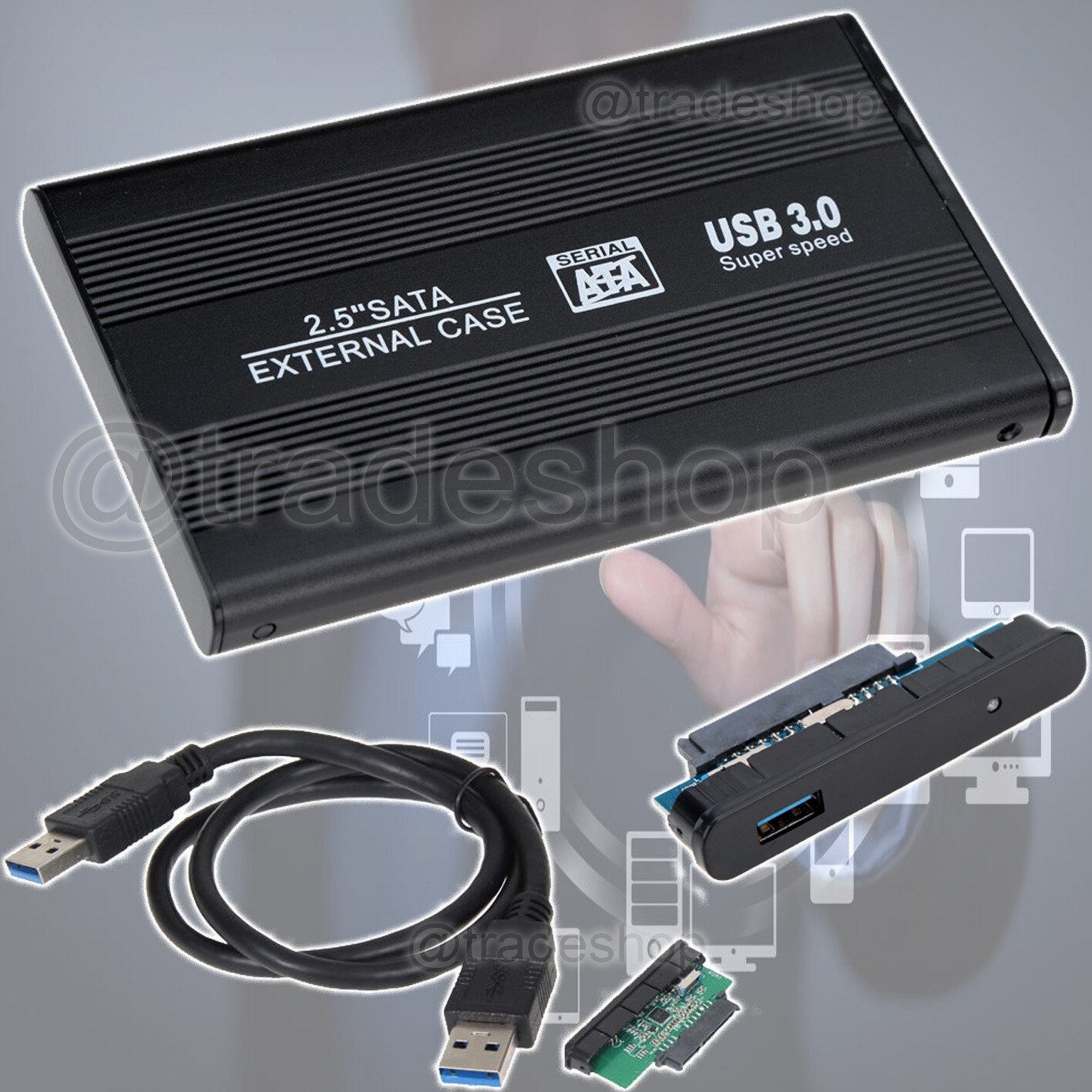 Astuccio scatola sottile ESTERNO per HARDISK duro DISK HD 2.5" SATA USB 3.0 HDD 2,5"