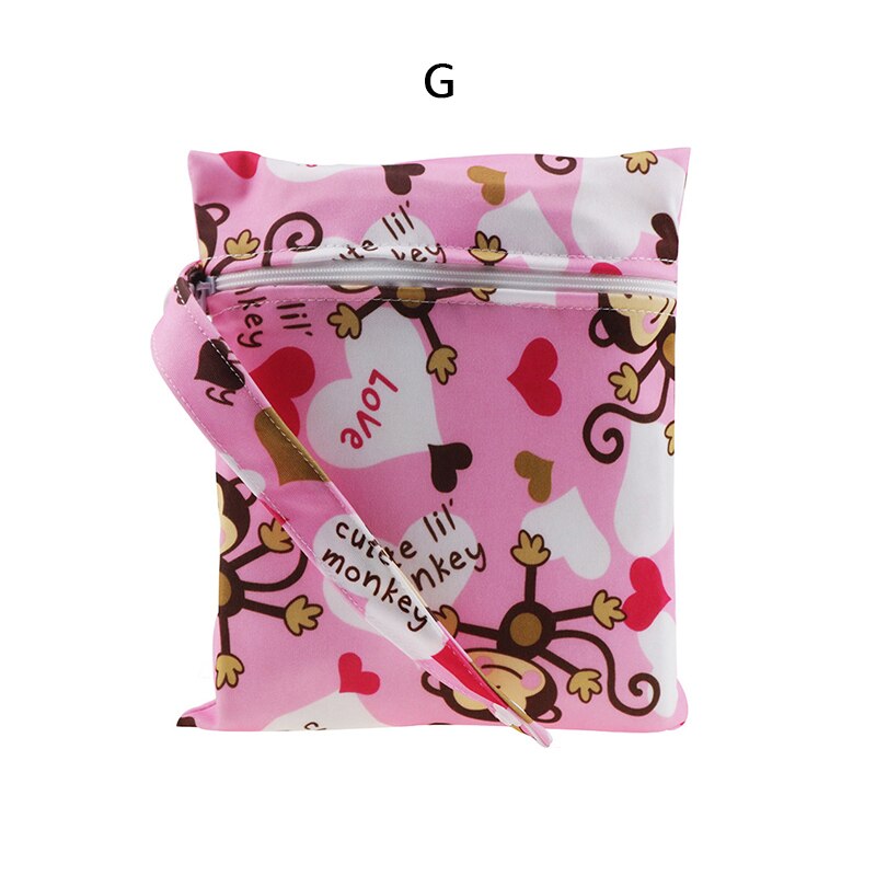 Printed pocket diaper bag waterproof reusable wet bag PUL travel wet dry bag minimum size 25x20cm diaper bag: G