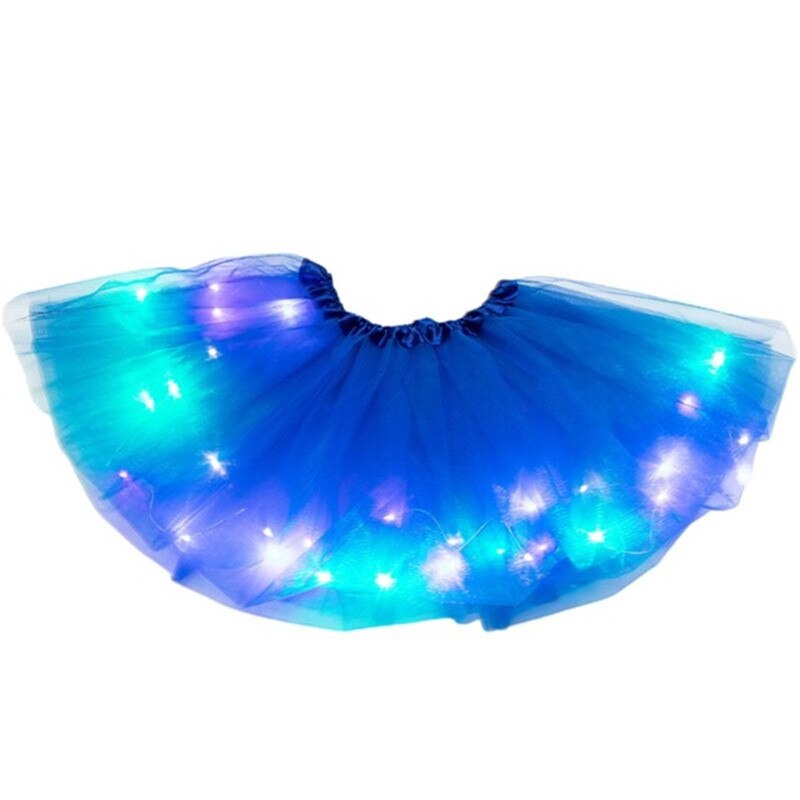 glühend Licht LED Mädchen Partei Plissee Flauschigen geschichtet Tüll Ballettröckchen Röcke Spitze Chiffon Ballkleid