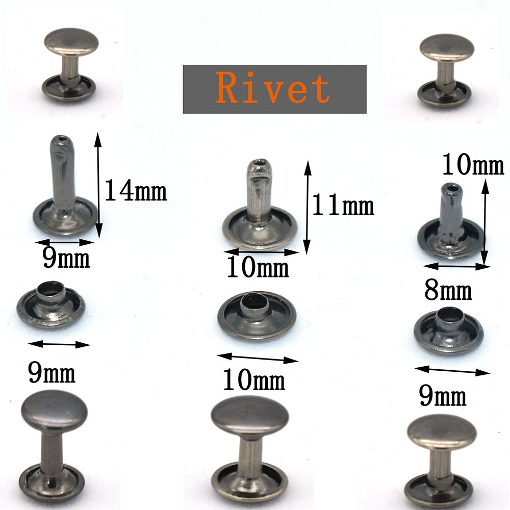 50 Sets Gun Metal Double Cap RivetsGun Metal Leather Rivets Use for Rapid Rivets Leather Craft Repair Leather Clothing and Craft