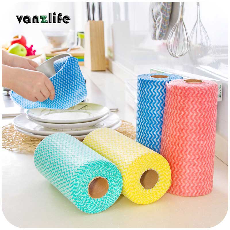 Vanzlife-paños desechables de cocina, 50 Uds., paño de limpieza de corte libre