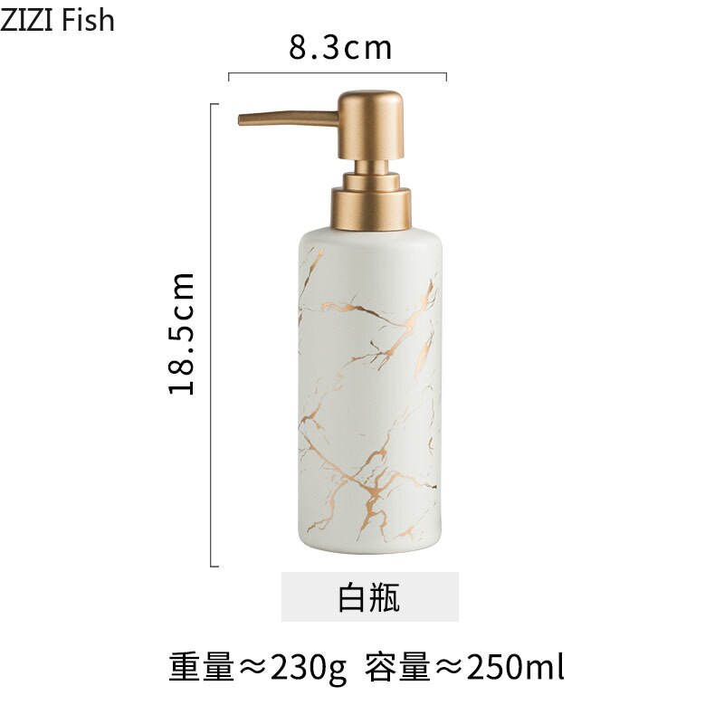 Imiteret marmor keramik badeværelsesartikler sæbedispenser lotionflaske moderne husholdnings keramiske flaske badeværelsestilbehør