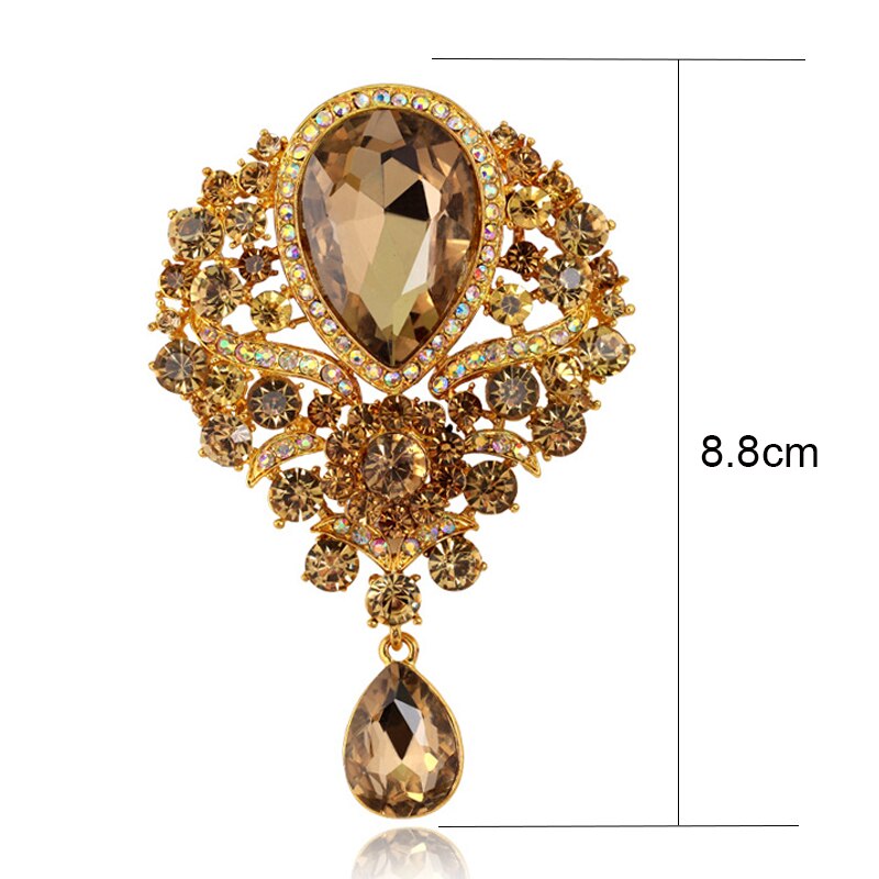 SINLEERY Gothic Style Red Black Blue Oval Big Stone Brooches For Women AAA Cubic Zircon Pins Jewelry Accessories ZD1 SSG: XZ144I