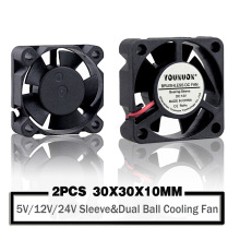 2PCS YOUNUON Dual Kogellager DC 24V 12V 5V 3cm 30mm 30x30x 10mm 3010 Borstelloze Mini Cooler Cooling Fan