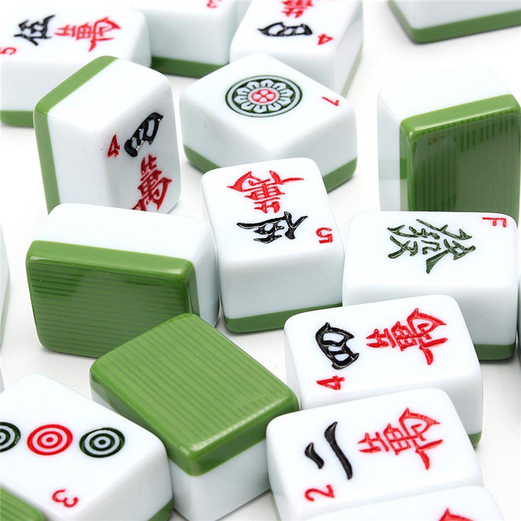 Mini Mah-Jong Reizen Game Mahjong Accessoires Draagbare Chinese Set Groen