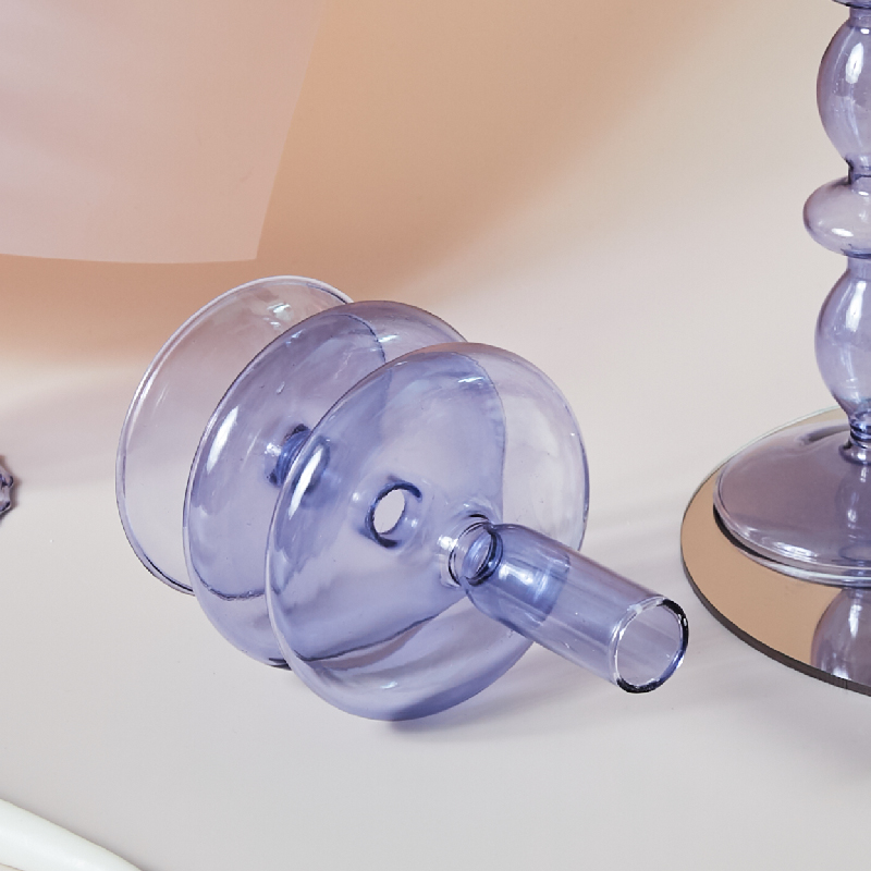 Bougeoirs en verre lilas fleuris, bougeoirs pour centre de Table de mariage, décoration de maison nordique, de noël