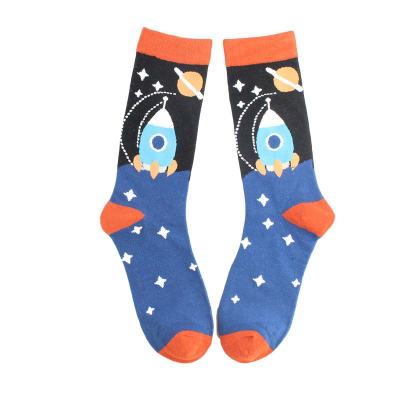 Streetwear Unisex dibujos animados divertidos Calcetines para hombre algodón con Alien Planet Universe Calcetines de Hip Hop hombres Happy Calcetines Meias 131304: 5