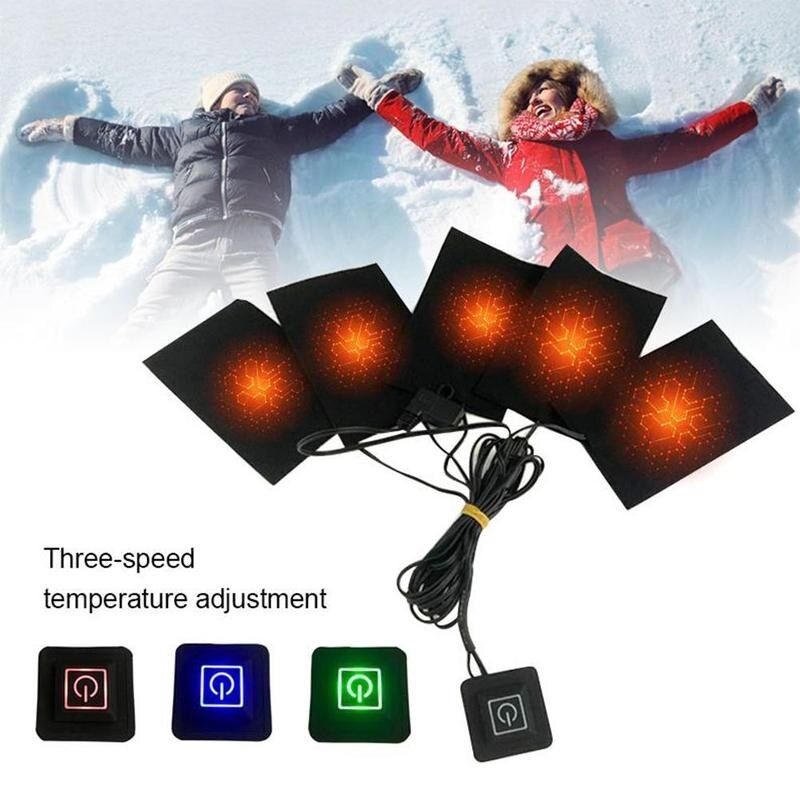 USB Charged Clothes Heating Pad 5V Electric Heating Sheet Temperature With 3 Heating Gear Warmer Adjustable Pad For Vest Q4B4