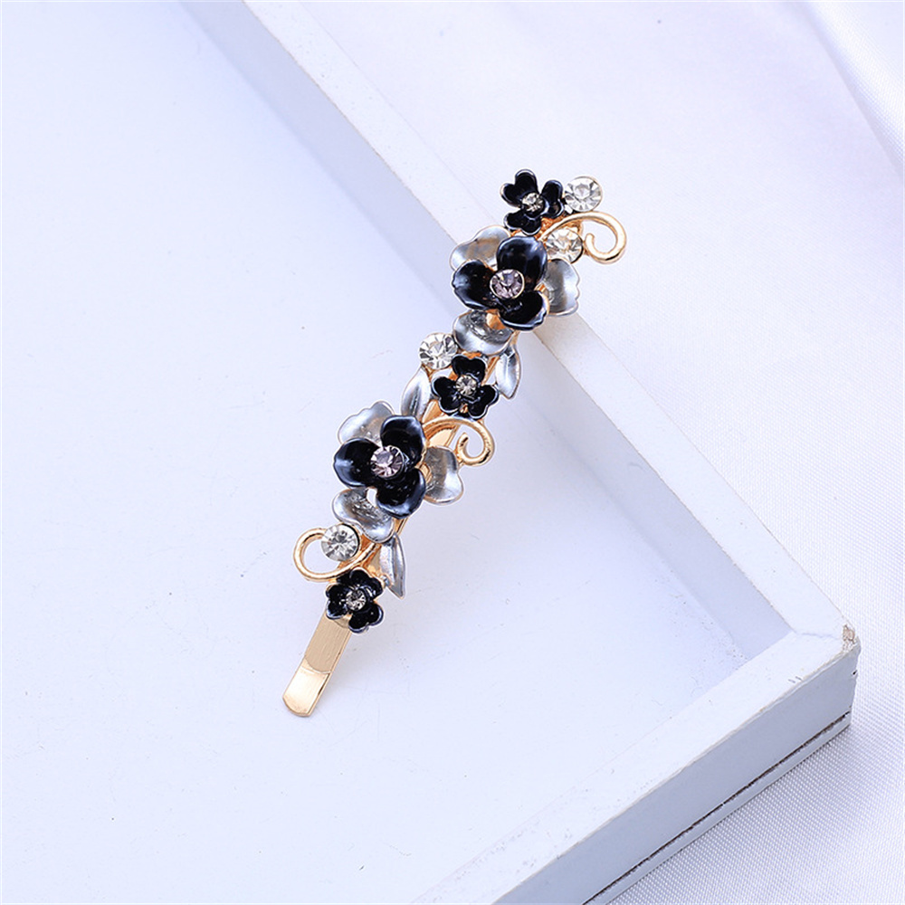 Pince à cheveux Vintage en forme de fleur en strass, Barrettes colorées en métal Floral et cristal pour fête, queue de cheval, accessoires pour femmes et filles: Lavande