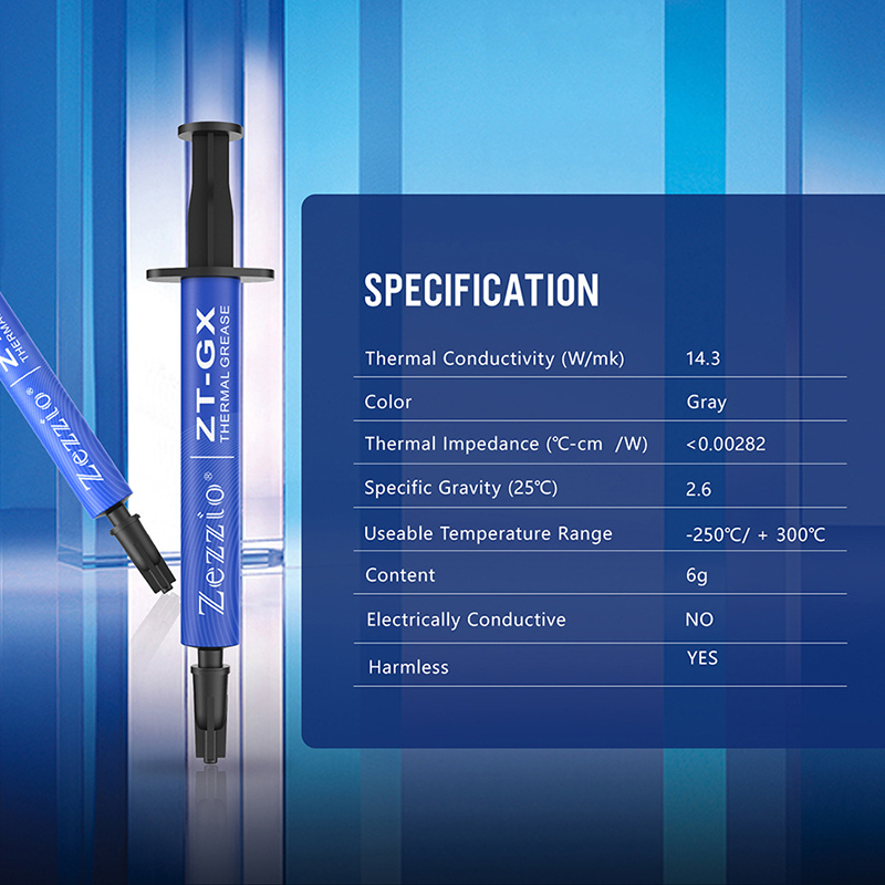 Zezzio ZT-GX 2g,6g,CPU,RTX 3090 3080 GPU Card Heat Dissipation Thermal Grease,14.3W/mk,Plaste Use On Notebook,Laptop Computer