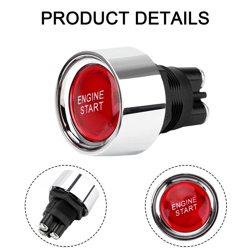 12V Start Push Button Keyless Car Engine Start Button Ignition Starter Car Engine Start Button Auto Accessories