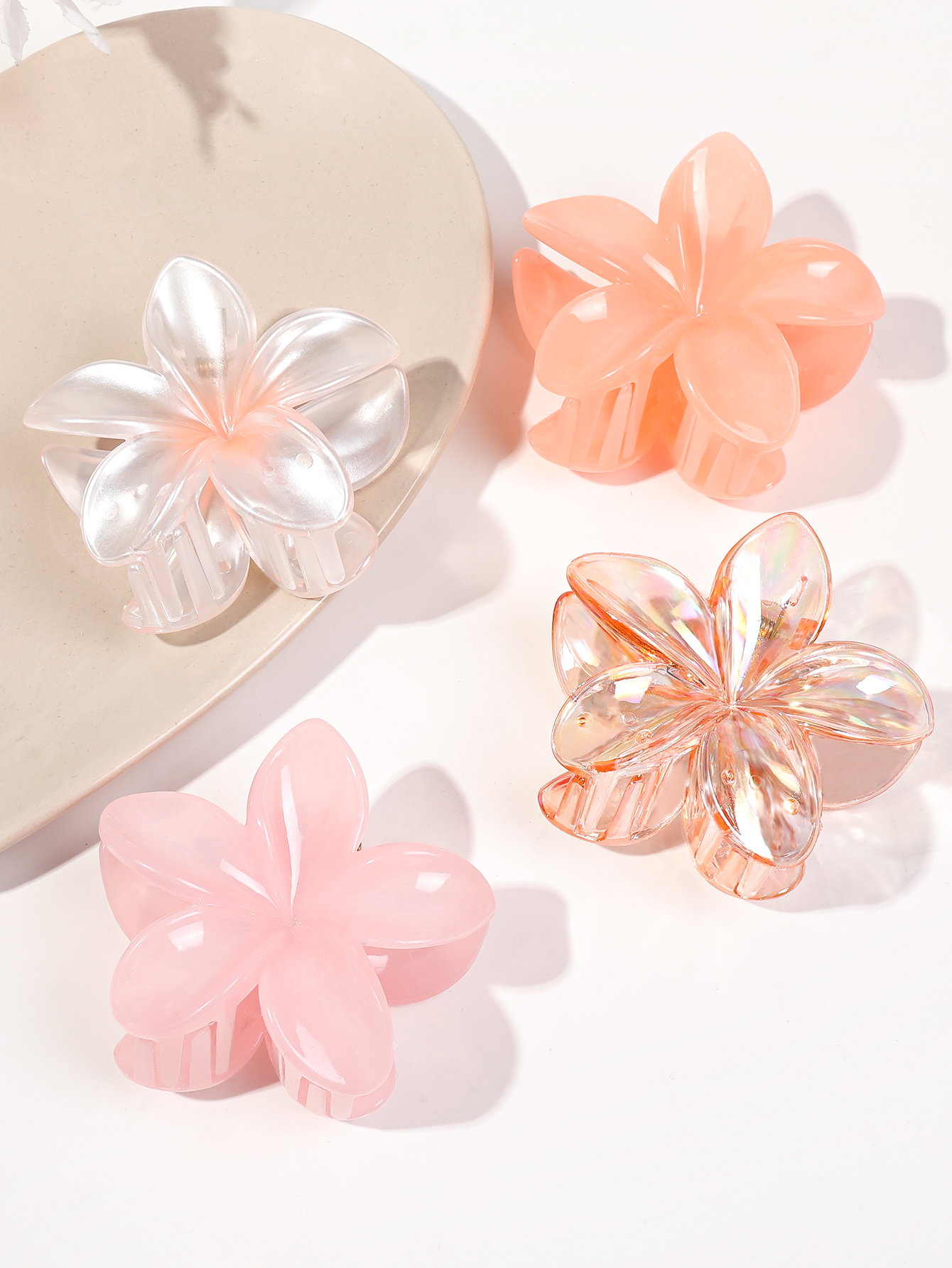 4 Uds. Pinzas en forma de garra para el pelo de plátano y flores bonitas para cabello grueso, sujeción fuerte antideslizante, hawaiano, accesorios para el cabello para mujeres y niñas, de vacaciones