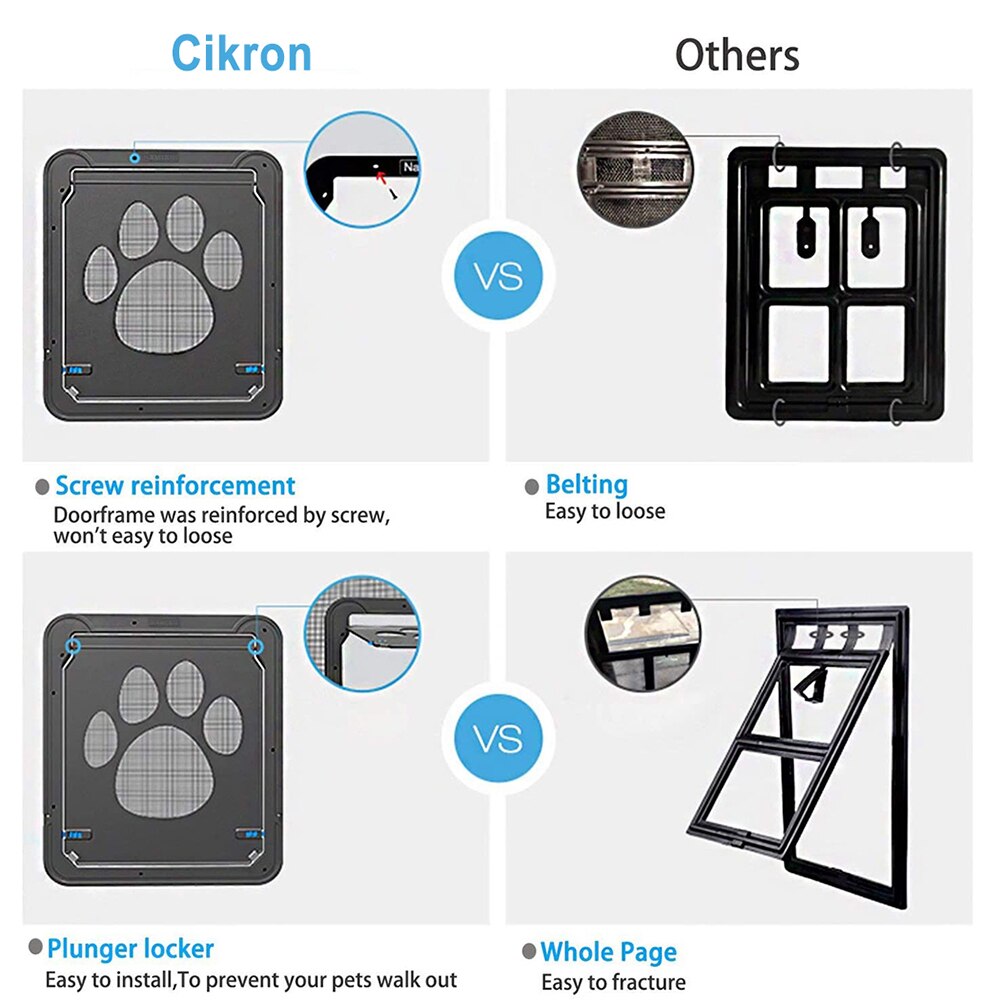 Pet Screen Security Door Dogs Gate With Magnetic Flap For Exterior Freely Doors Lockable Durable Easy Install Pet Door For Puppy