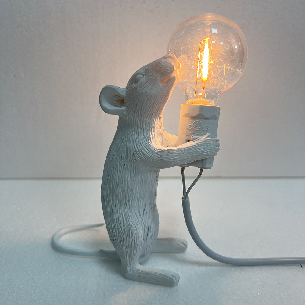 Luces de mesa LED modernas, luces LED de noche de resina con animales, rata, gato, ardilla, lámparas de mesa para ratón, decoración del hogar, lámpara de escritorio, accesorios de iluminación