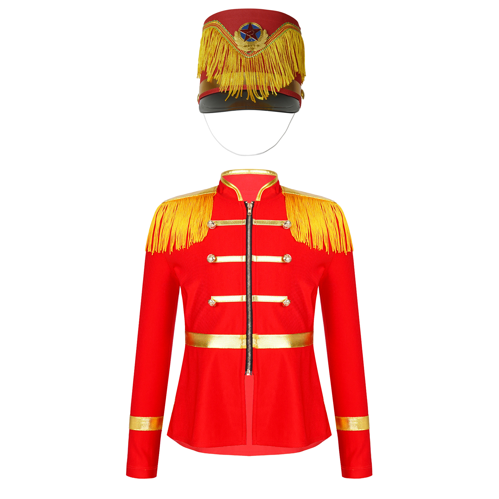 Kids Drum Trumpet Costume Royal Honor Guard Uniform Girls Boys Tassel Circus Ringmaster Jacket Halloween Nutcrackers Costumes: XL / Beige
