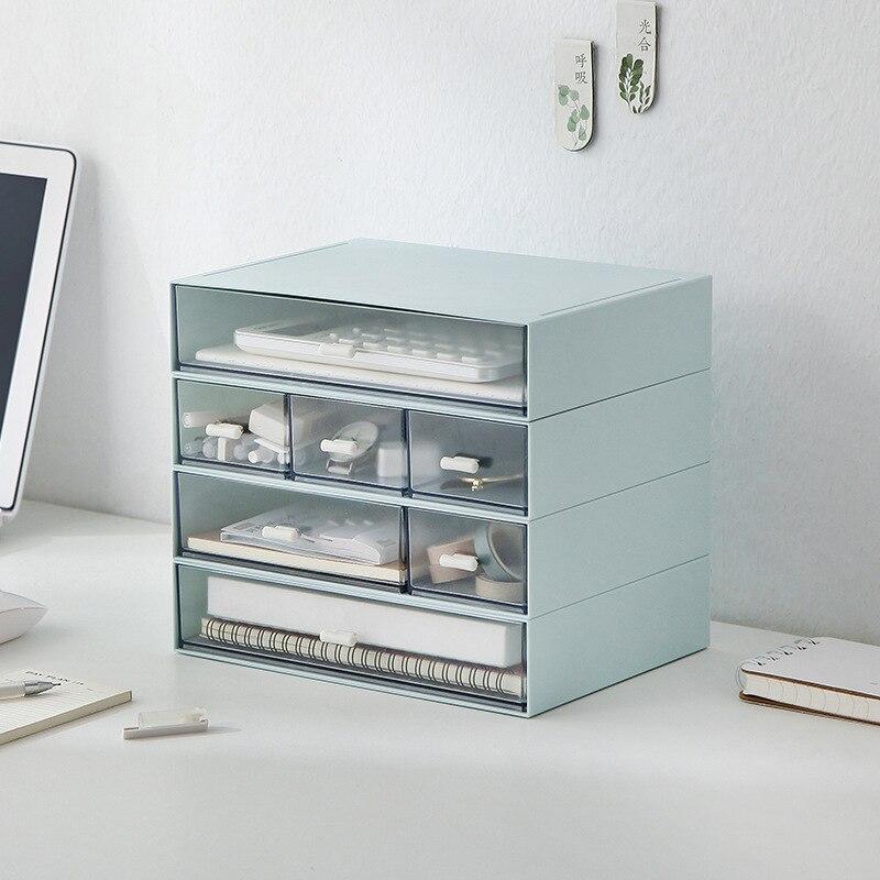 Storage Box Organizer Office Desk Stationery Box Free Combination Can Stack 3 layer Large Capacity Cosmetic Desktop Storage Box