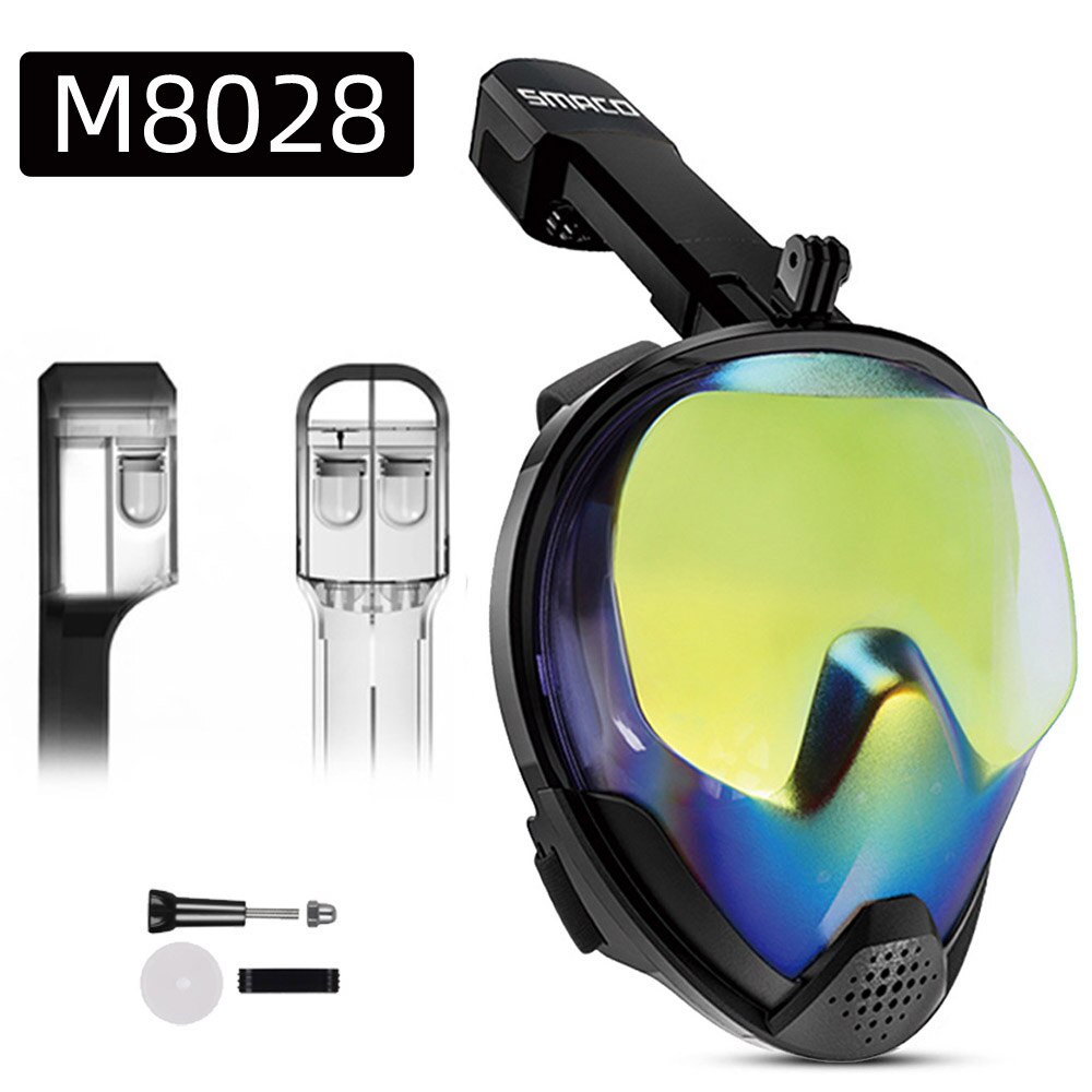 Volledige Gezicht Snorkelen Masker Set Duikbril Onderwater Zwemmen Training Scuba Mergulho Snorkelen Masker Voor Gopro Camera: M8028 Plating S M