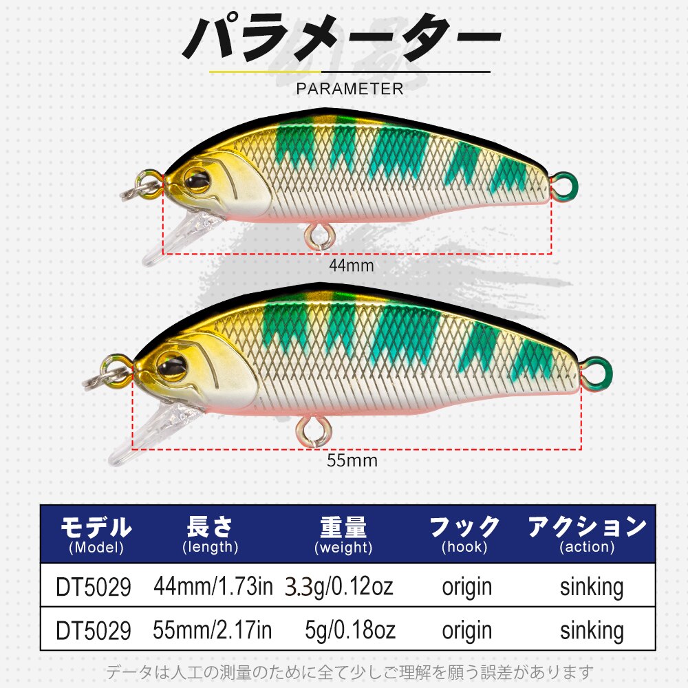 D1 Fishing Sinking Minnow Lures Trout Wobblers 44mm Crankbait High Artificial Freshwater Hard Bait Tackle Pesca Set