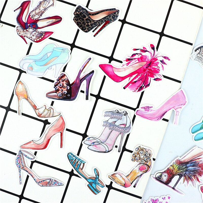 28pcs cute Luxury shoes stickers Waterproof Sticker For Luggage Car Guaitar Skateboard Phone Laptop Bicycle Stickers