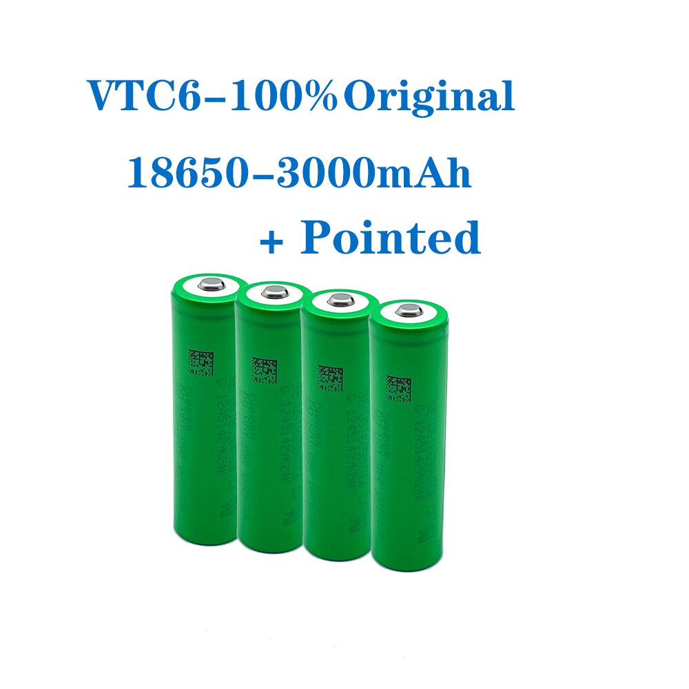 VariCore VTC6 3.7V 3000 mAh 18650 Li-ion Rechargeable Battery 30A Discharge for US18650VTC6 batteries + Pointed