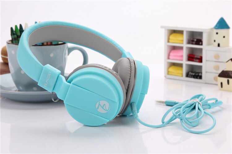 Niedlichen Kopfhörer Süssigkeit Farbe Faltbare freundlicher Headset mit Mic Kopfhörer für Mp3 Spieler Smartphone Mädchen freundlicher Kopfhörer: Blau