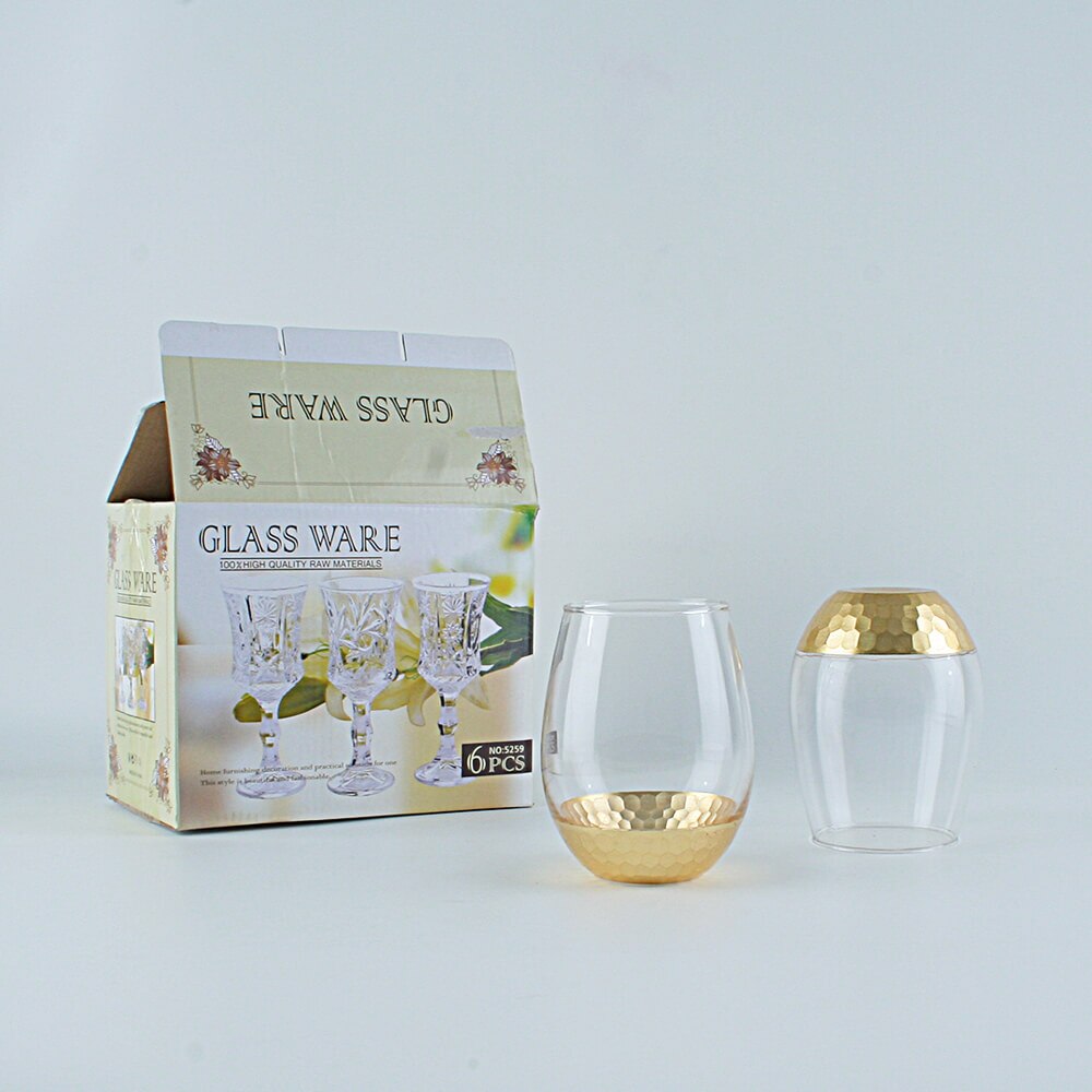 Verre à vin en or verre incassable verres à Cocktail tasses transparentes jus de fruits bière tasse d'eau Souvenirs pour les invités de mariage: 2pcs set color box