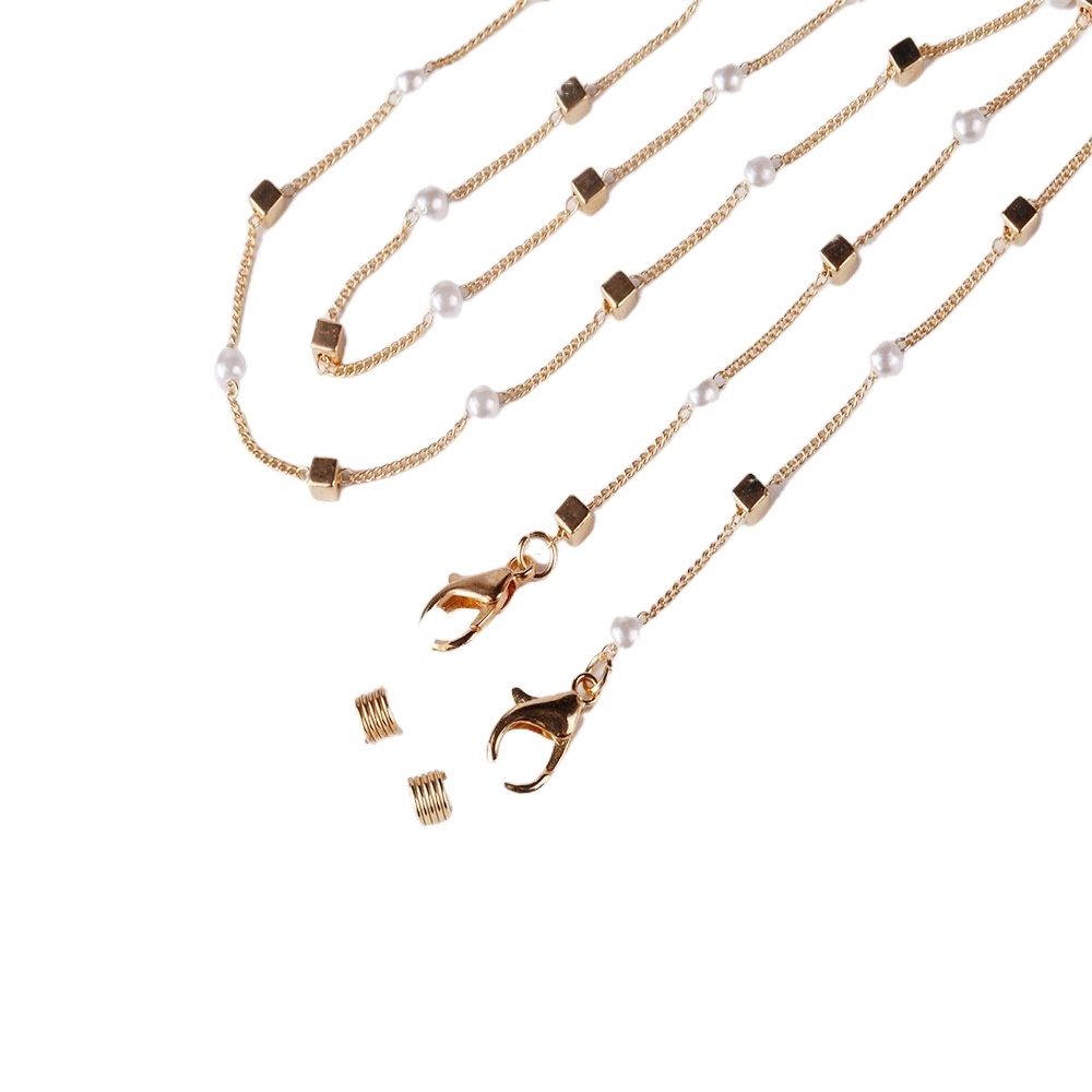 Women Eyeglass Chain Hollow Star Pearl Beaded Sunglasses Reading Glasses Lanyard Eyewear Holder Neck Strap Rope: black