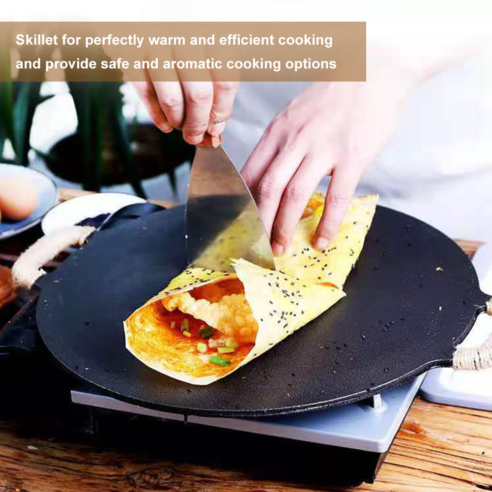 Pannkakspanna pannkaksjärn non-stick pannkaksstekpanna rund pannkaksbakpanna med handtag grillpanna för grillpicknick