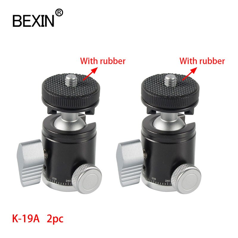 Bexin Mini Balhoofd Monopod Bal Hoofd Statief 360 Panoramisch Hoofd Met Shoe Base Mount Adapter Voor Dslr Camera flash: 2PCS