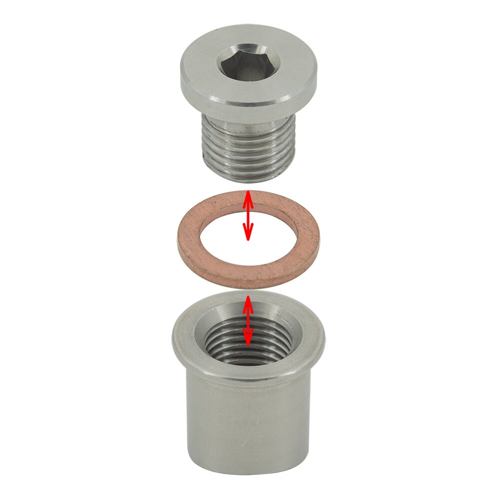 Universal O2 Oxygen Sensor Stepped Mounting Boss And Plugs Stainless Steel Adapter M12 X 1.25 Thread Nut Bung