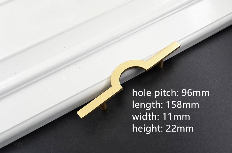 Poignée de meuble demi-lune en alliage de Zinc doré brossé, moderne et Simple, idéale pour placard de cuisine ou tiroir: 96mm 1 pc