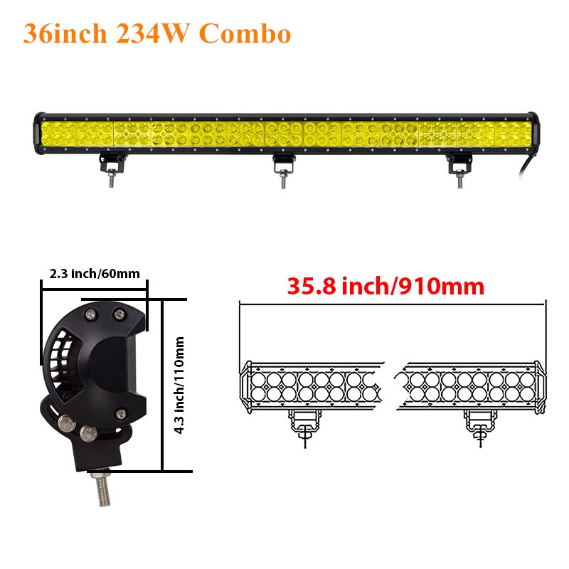 Skyworld amarelo conduziu a barra de luz 4 12 14 17 20 23 25 28 36 polegada trabalho lâmpada combo feixe condução offroad para o caminhão do carro suv atv 4x4 uaz