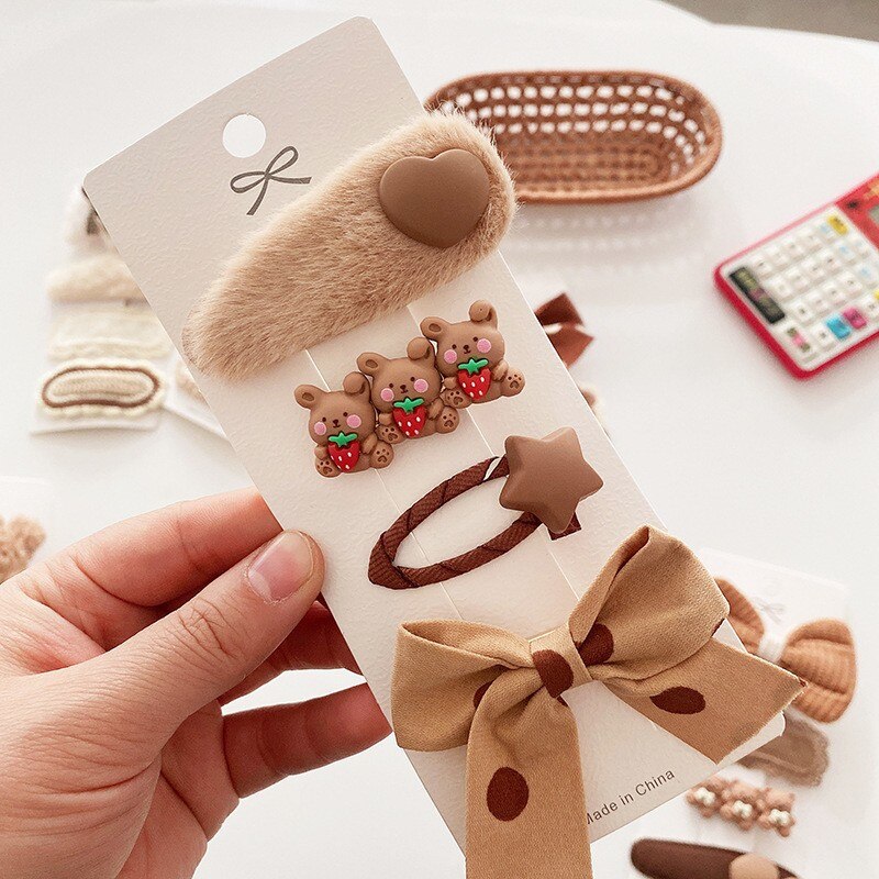 2022 4 Pcs Set Kids Zoete Boog Haarspelden Kawaii Boog Bloem Meisjes Haarspelden Meisje Haar Accessoires Kids Hoofddeksels: 4pcs 9