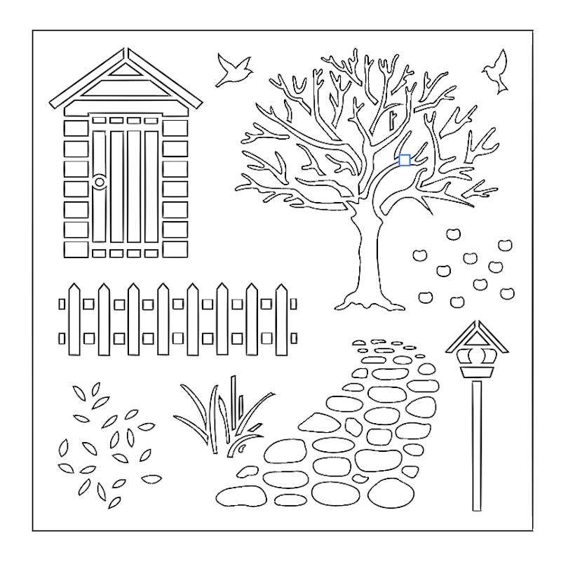 6x6in Garden Scene Plastic Draw Stencil For DIY Scrapbooking Decorative Embossing DIY Card Craft Plastic Templates Draw Sheets