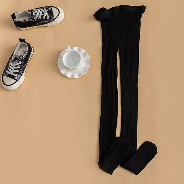 Fin gode barn jenter strømpebukse casual hvit svart bomull stretch tynn pustende tights for barn jenter: Svart / 3-5 år