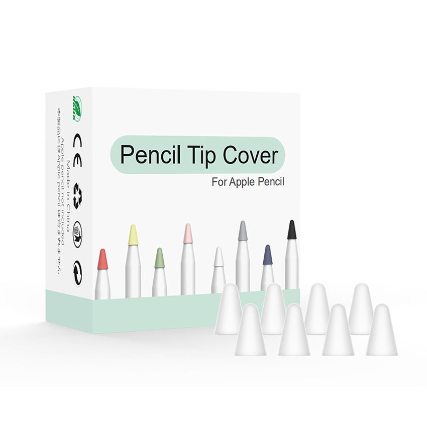 Punta de reemplazo de silicona silenciosa, 8 piezas, cubierta de piel para Apple Pencil de primera generación, Stylus Pen Tip Cover: Transparent