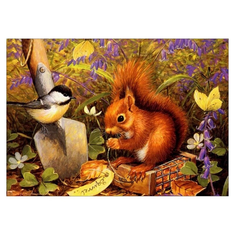 5D Diamond Painting By Number Kit DIY Full Round Drill Rhinestone Picture Craft Art Squirrel and Bird: Default Title
